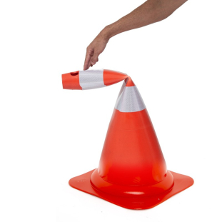 Cone Sinalização Flexível 75cm Laranja Faixa Branca Kteli