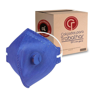 100 Mascara Respirador Descartável PFF2 Azul Com Válvula Alltec CA 45021