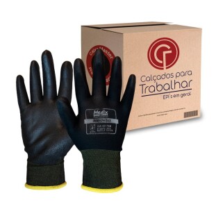 12 Pares Luva PU Preta Antiestática Multitato MBX CA 48758