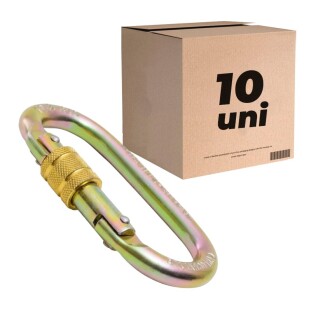 10 Mosquetão de Aço Oval Trava Dupla em Rosca 25kN CG670 Carbografite