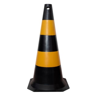 Cone de Sinalização Rígido Preto e Amarelo PLT 75Cm Plastcor