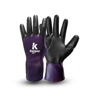 Luva de Nylon Proteção Química Dual Grip Revestimento Nitrílico Kalipso