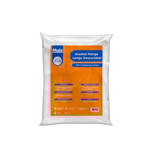 10 Avental Descartável TNT Branco Manga Longa 16g Medix
