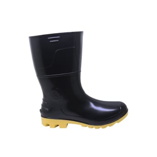 Bota de PVC Preta Solado Amarelo Kadesh Cano Médio 26cm Kadesh