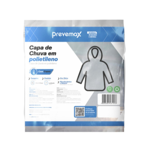 Capa de Chuva com Capuz Descartável Transparente Prevemax