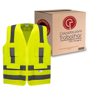 10 Uni Colete Refletivo Fluorescente 4 Bolso Kalipso