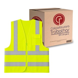 10 Colete Refletivo Segurança Fluorescente 1 Bolso Amarelo