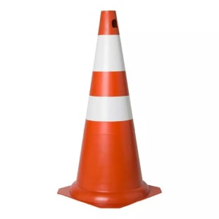 Cone Plastico Rígido Laranja e Branco PLT 75Cm Plastcor