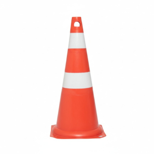 Cone Sinalização Rígido 75cm Laranja Faixa Branca Kteli
