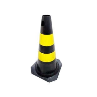 Cone de Sinalização Rígido Preto e Amarelo PLT 50Cm Plastcor