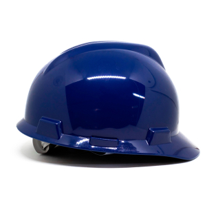 Capacete de Segurança MSA V-Gard Azul com Suspensão e Jugular Push-Key