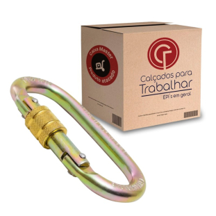 10 Mosquetão de Aço Oval Trava Dupla em Rosca 25kN CG670 Carbografite