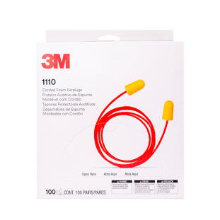 100un Protetor Auricular 3M 1110 Espuma com Cordão 16dB