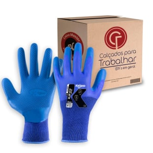12 Luva de Proteção Emborrachada Ecológica Blue Eco Kalipso