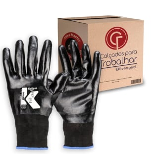 12 Pares Luva de Nylon NBR Pro Kalipso Revestimento Nitrilo