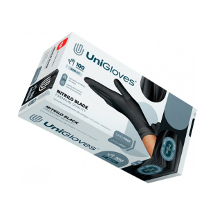 Luva Nitrílica Preta Descartável Sem Pó 100un Unigloves Black Premium CA 40814