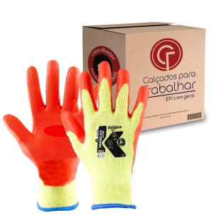 12 Luva de Proteção Emborrachada Ecológica Orange Eco Kalipso