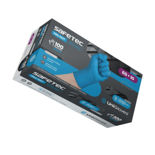 Luva Nitrílica Mecânico Automotiva Safetec Azul 100un Unigloves CA 47112
