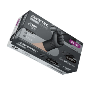 Luva Nitrílica Mecânico Automotiva Safetec Preta 100un Unigloves CA 47208