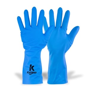 Luva Nitrílica Azul Proteção Química Limpeza Pesada Nitríli-Ka 03 Kalipso