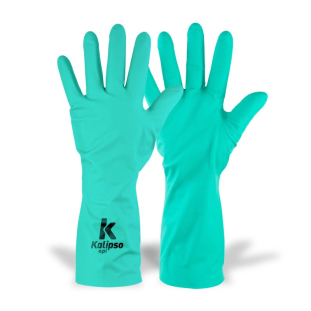 Luva Nitrílica Verde Proteção Química Limpeza Pesada Nitríli-Ka 03 Kalipso
