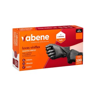 Luva Viniflex TPE Descartável Preta Sem Pó Vabene CA 49763