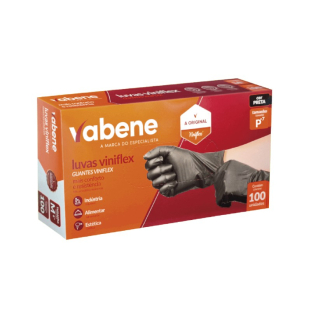 Luva Viniflex Descartável Preta Sem Pó Vabene CA 49763
