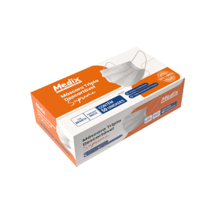 50 Máscara Tripla Descartável Branca Com Elástico Anvisa Medix