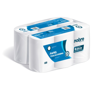 6 Rolos Papel Toalha Bobina 20cm x 200m Fit Nobre