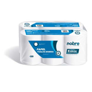 6 Rolos Papel Toalha Bobina 20 cm x 200 m Fit Nobre