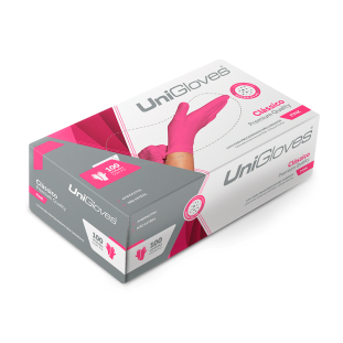 Luva Látex Descartável Pink com Pó 100un Unigloves Premium Quality