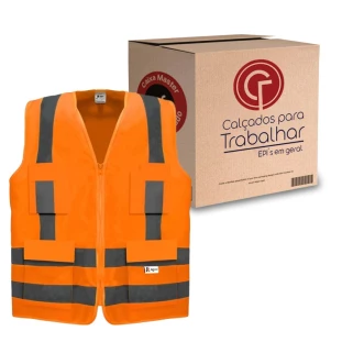 10 Uni Colete Refletivo Fluorescente 4 Bolso Kalipso