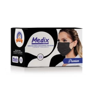 50 Uni Máscara Tripla Descartável Medix Anvisa