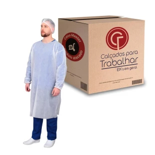 10 Uni Avental Descartável Tnt Manga Longa Prevemax