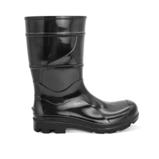 Bota PVC Preta Cano Médio 28cm Sem Bico Com Forro Cartom