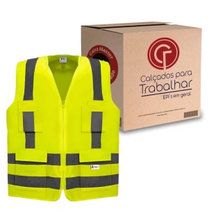10 Uni Colete Refletivo Fluorescente 4 Bolso Kalipso
