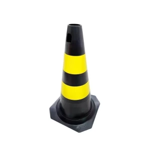 Cone de Sinalização Rígido Preto e Amarelo PLT 50Cm Plastcor