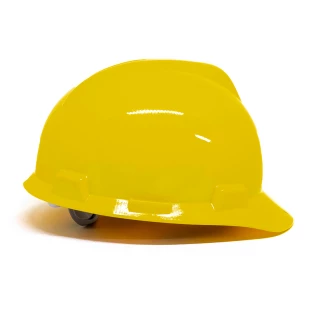 Capacete de Segurança MSA V-Gard Amarelo com Suspensão e Jugular Push-Key