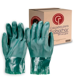 12 Pares Luva de PVC 27cm com Forro Kalipso