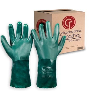 12 Pares Luva de PVC 35cm com Forro Kalipso