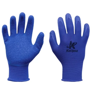 Luva de Poliéster Blue Flex Kalipso Revestimento Látex Corrugado