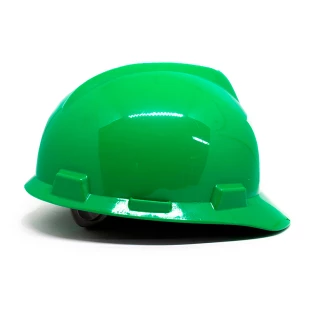 Capacete de Segurança MSA V-Gard Verde com Suspensão e Jugular Push-Key