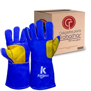 Kit 12 Luva Soldador de Couro Raspa K-Argon Kalipso