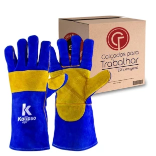 12 Pares Luva Soldador de Couro Raspa K-Argon Ultra Kalipso