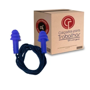 100 Protetor Auricular Silicone Plug Azul 18 dB Maxxi Royal