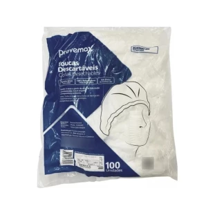 Touca TNT Descartável Plissada Branca 100un PREVEMAX